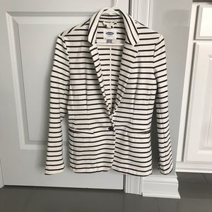 Old Navy White and Black Striped Blazer - S